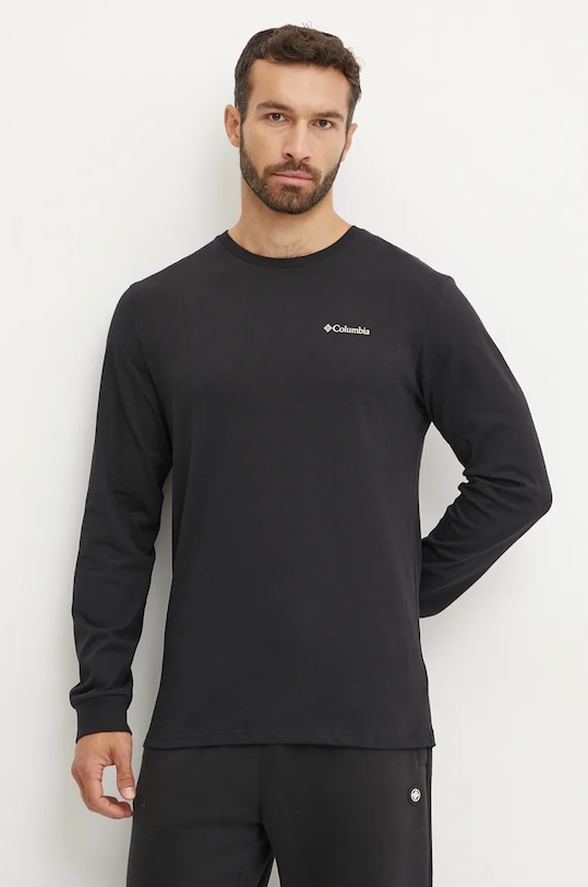 Columbia longsleeve bawełniany 2054553 czarny AW25