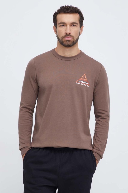 adidas Originals longsleeve bawełniany nadruk brązowy IL5172