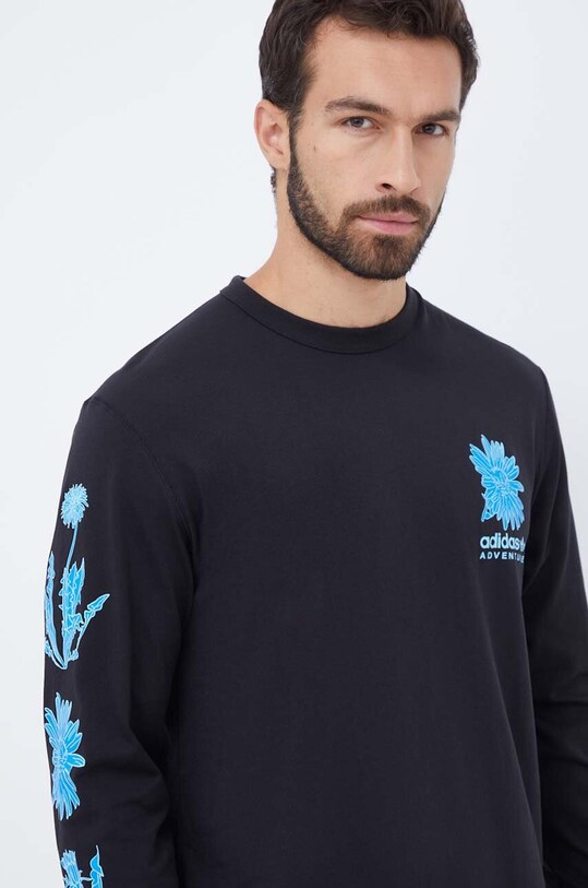 adidas Originals longsleeve din bumbac print negru IL5180