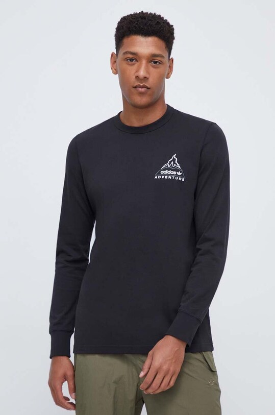 Одежда Хлопковый лонгслив adidas Originals IJ0713 чёрный