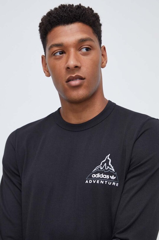 Хлопковый лонгслив adidas Originals чёрный IJ0713