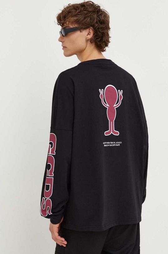 Odzież GCDS longsleeve bawełniany FW23M110189 czarny