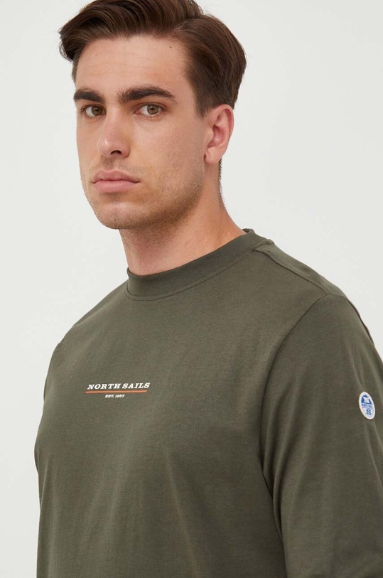 Βαμβακερή μπλούζα με μακριά μανίκια North Sails πράσινο 692906
