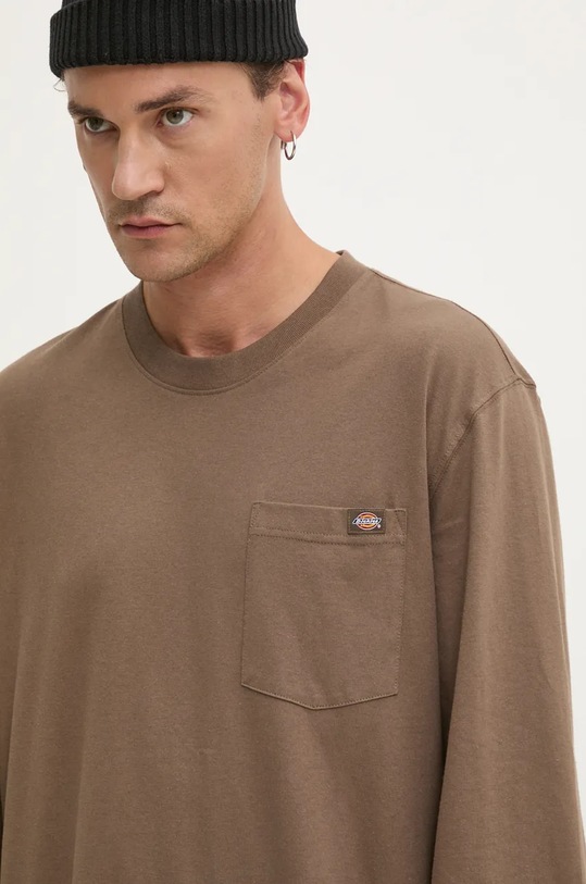 Pamučna majica dugih rukava Dickies smeđa DK0A4YGHBLK1