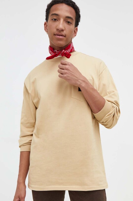 Vans longsleeve din bumbac uni bej VN00001AYUU1