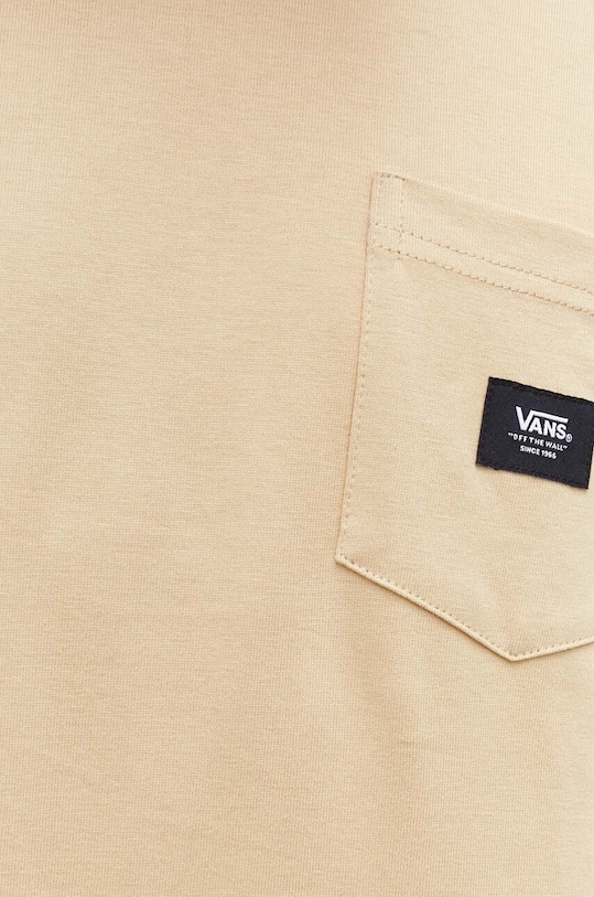 Bavlněné tričko s dlouhým rukávem Vans VN00001AYUU1 béžová