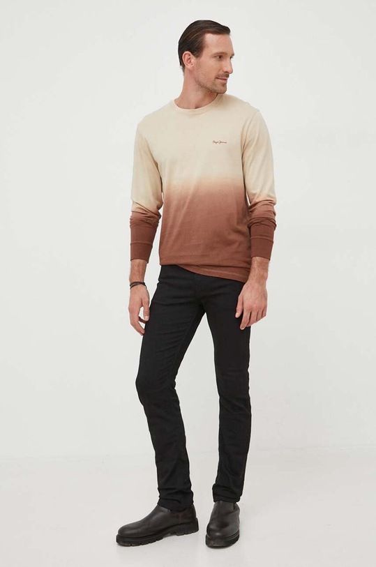 Bavlněné tričko s dlouhým rukávem Pepe Jeans Kenneth PM509106.847 béžová AW23