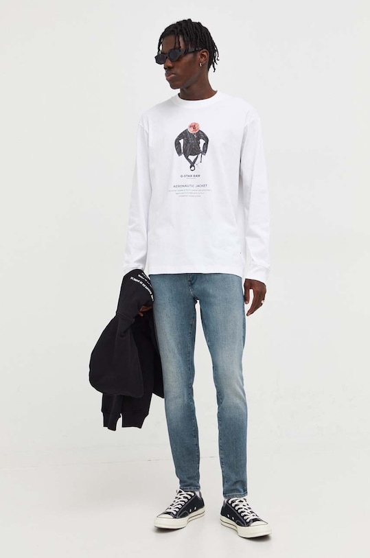 Памучна блуза с дълги ръкави G-Star D23722.C336 бял AW23