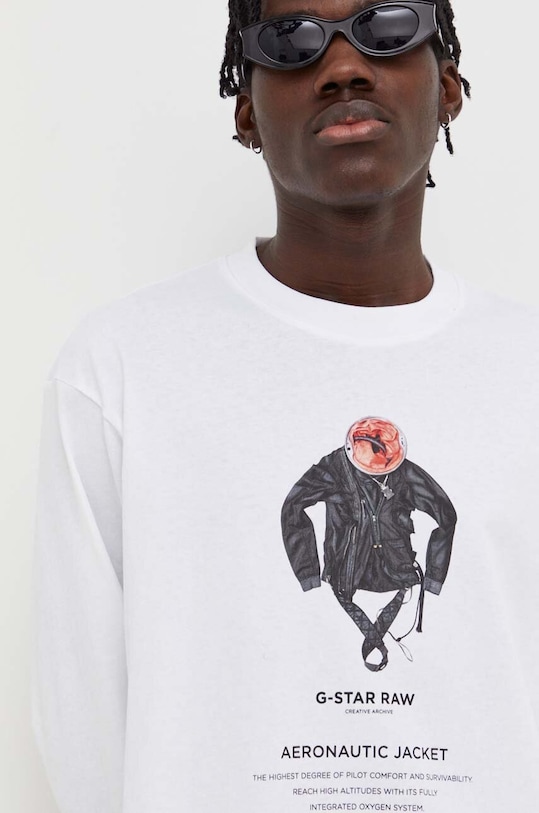 Памучна блуза с дълги ръкави G-Star бял D23722.C336