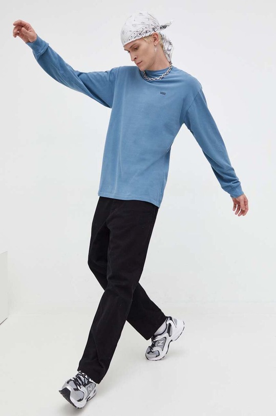 Bavlněné tričko s dlouhým rukávem Vans VN0008TNJCN1 modrá AW23