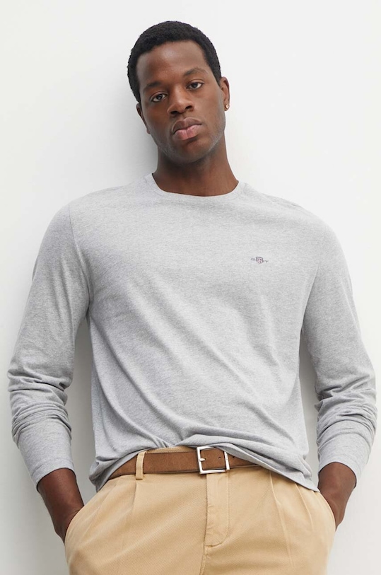 Gant longsleeve bawełniany bawełna szary 2004049