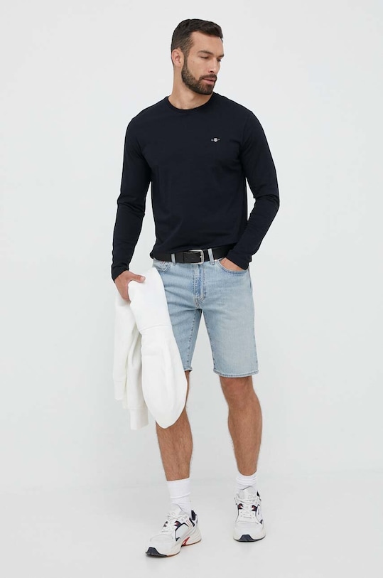 Хлопковый лонгслив Gant 2004049 чёрный AW24