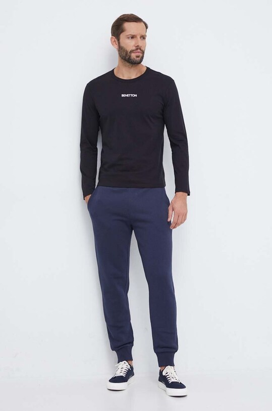 United Colors of Benetton longsleeve bawełniany lounge 30964M017.100 czarny AW23