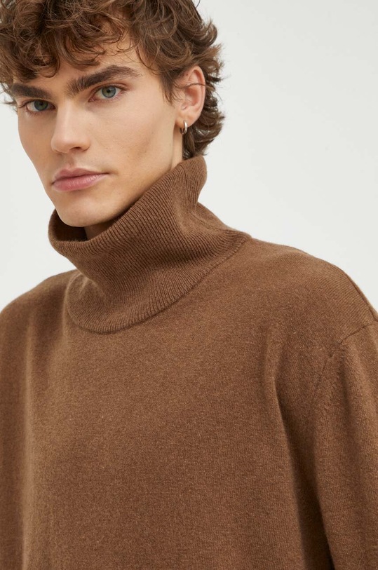 American Vintage sweter wełniany brązowy MVOX18CH23