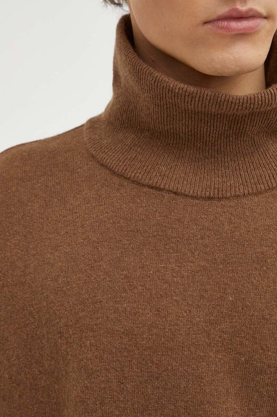 American Vintage sweter wełniany MVOX18CH23 brązowy