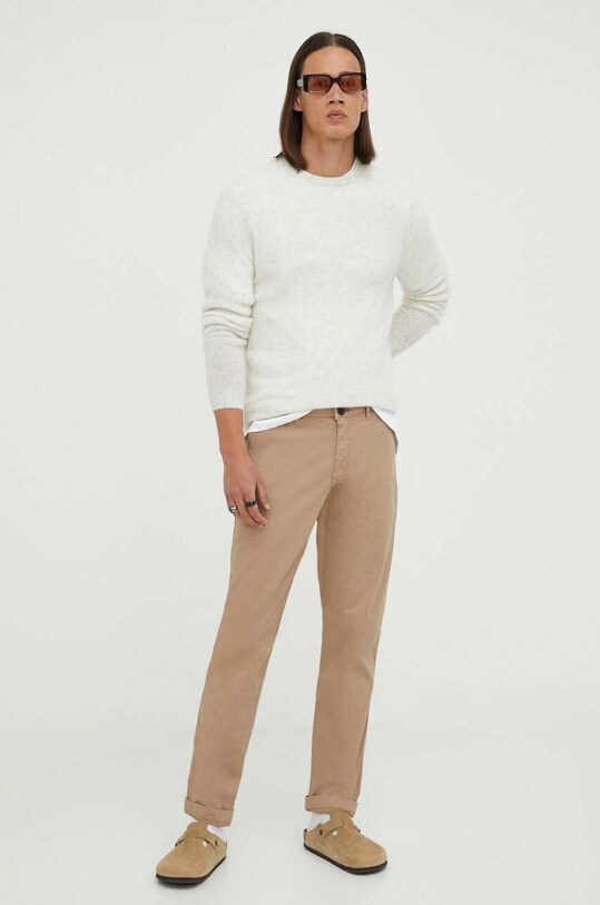 American Vintage sweter wełniany MDAZ18AH23 beżowy AW23