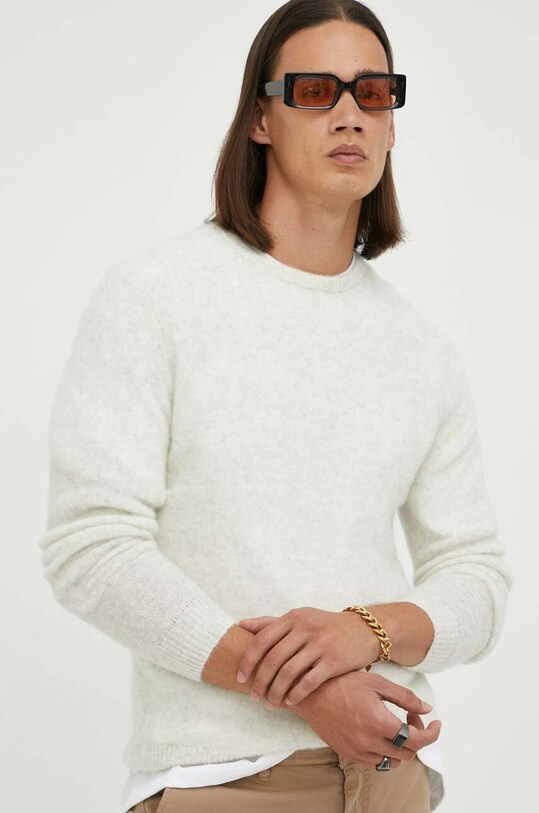American Vintage sweter wełniany beżowy MDAZ18AH23