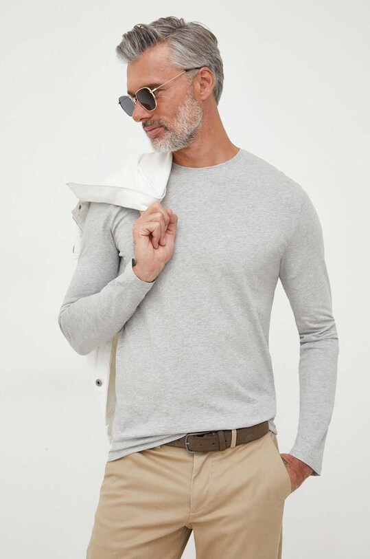 United Colors of Benetton longsleeve din bumbac uni gri 3U53J1F05.501