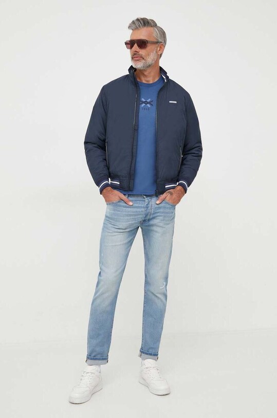 Bavlněné tričko s dlouhým rukávem United Colors of Benetton 3I1XU1034.217 modrá AW23