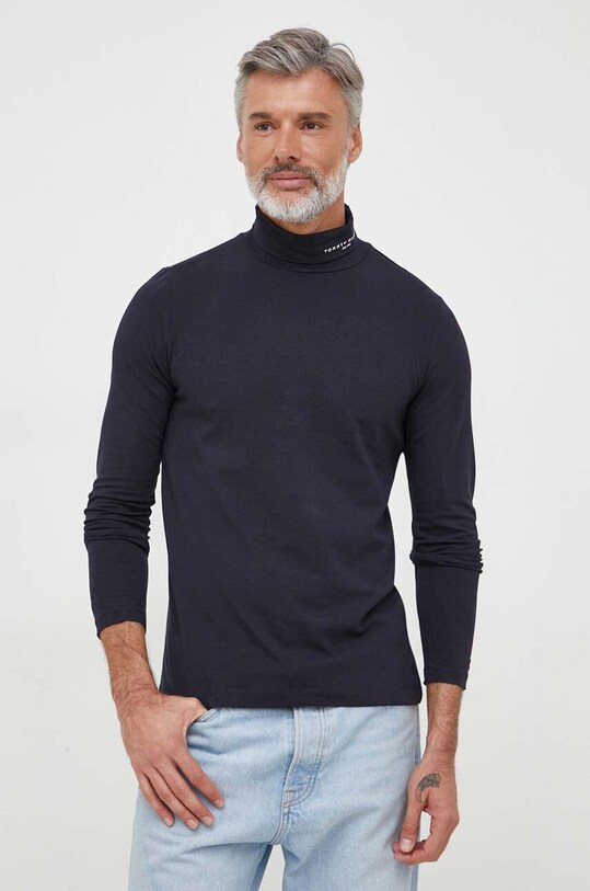Tommy Hilfiger longsleeve z elastanem granatowy MW0MW32623