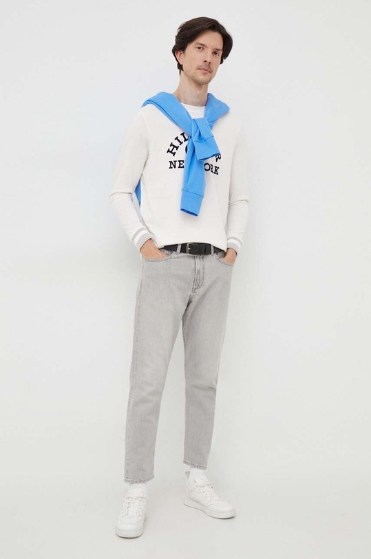Bavlněné tričko s dlouhým rukávem Tommy Hilfiger MW0MW32591 béžová AW23