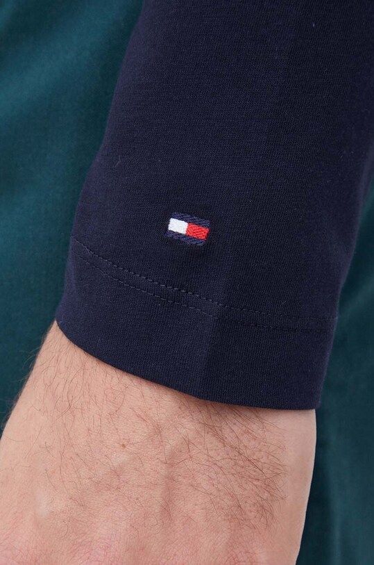 Bavlnené tričko s dlhým rukávom Tommy Hilfiger tmavomodrá MW0MW32621