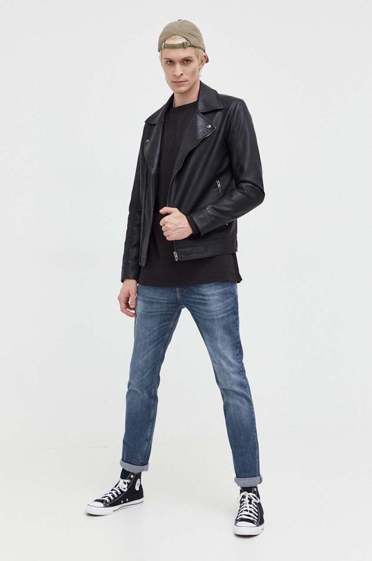 Βαμβακερή μπλούζα με μακριά μανίκια Tommy Jeans DM0DM17816 μαύρο AW23
