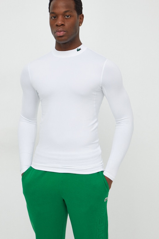 Tričko s dlouhým rukávem Lacoste slim bílá TH2744