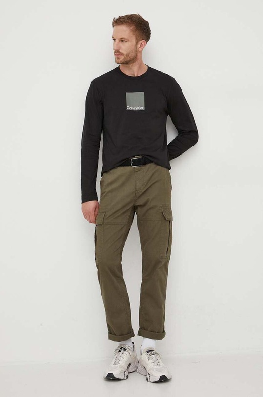 Pamučna majica dugih rukava Calvin Klein K10K111835 crna AW23