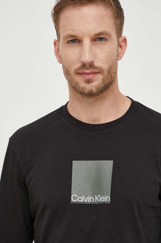 Pamučna majica dugih rukava Calvin Klein crna K10K111835