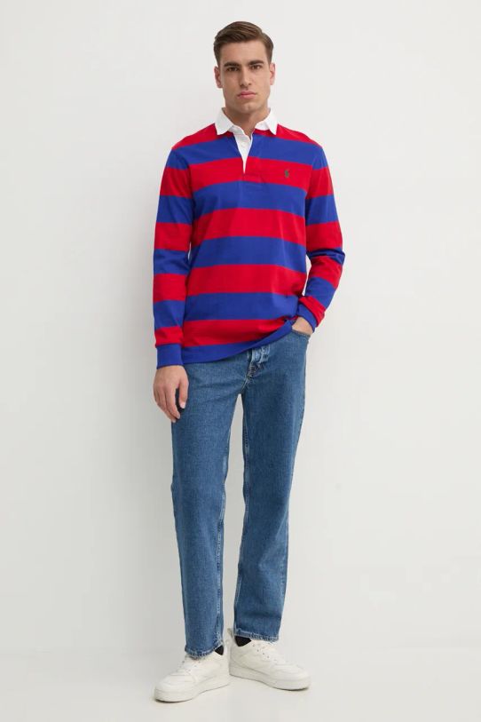 Bavlnené tričko s dlhým rukávom Polo Ralph Lauren 710717116 červená AW24