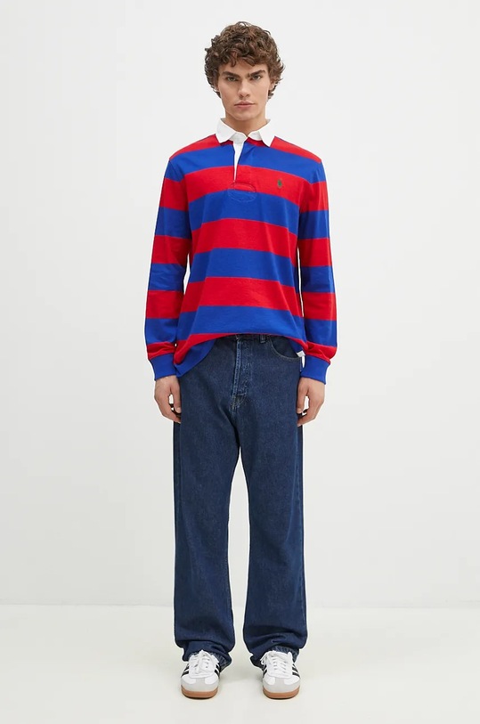 Polo Ralph Lauren a maniche lunghe da uomo in cotone 710717116 rosso