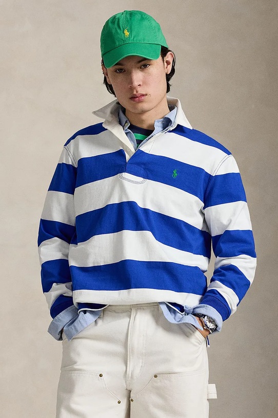 Polo Ralph Lauren longsleeve męski bawełniany niebieski 710717116