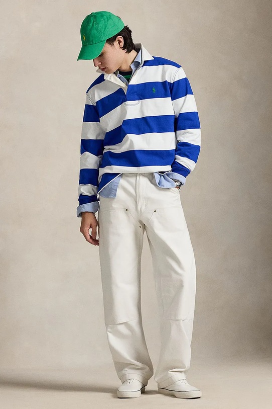 Odzież Polo Ralph Lauren longsleeve męski bawełniany 710717116 niebieski