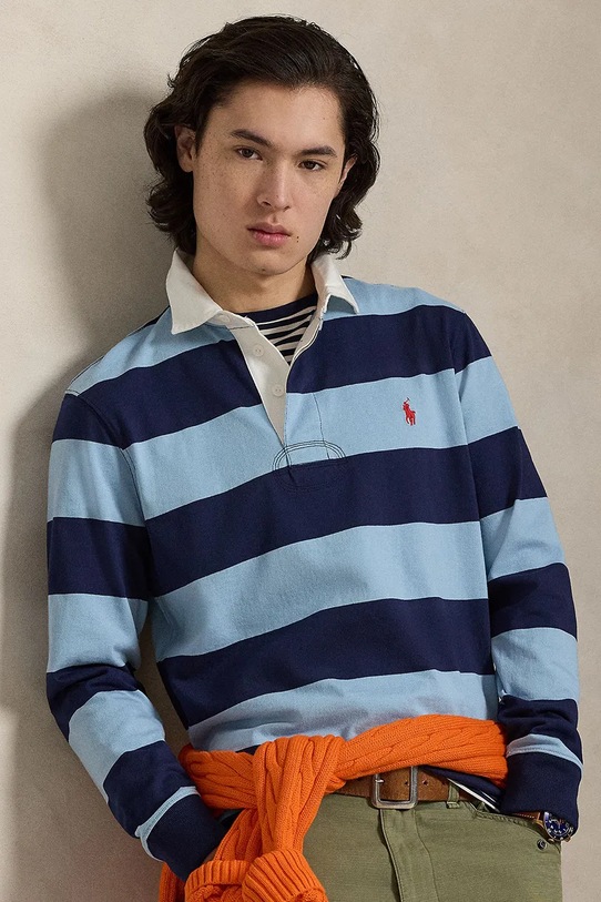 Polo Ralph Lauren pánsky bavlnený dlhý rukáv tmavomodrá 710717116