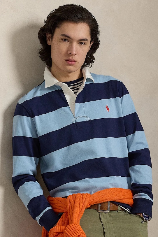 Polo Ralph Lauren pánsky bavlnený dlhý rukáv tmavomodrá 710717116