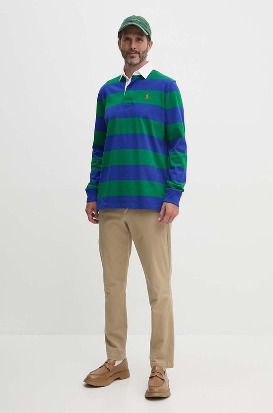Bavlněné tričko s dlouhým rukávem Polo Ralph Lauren 710717116 zelená AW24