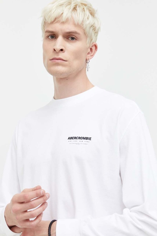 Abercrombie & Fitch longsleeve bawełniany biały KI123.1007.100