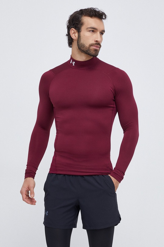 Under Armour longsleeve treningowy ColdGear Compression z elastanem bordowy 1366072