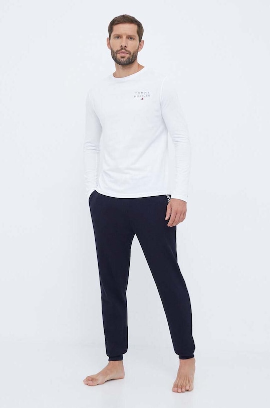 Homewear pamučna majica dugih rukava Tommy Hilfiger UM0UM02984 bijela AW24