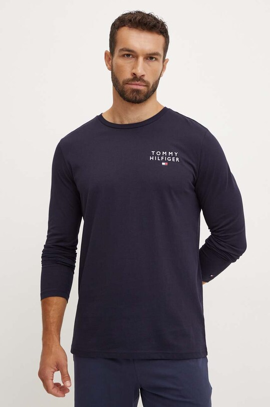 Tommy Hilfiger longsleeve bawełniany lounge bawełna granatowy UM0UM02984