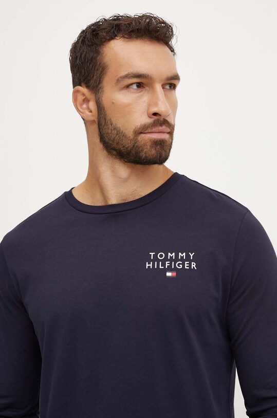Tommy Hilfiger longsleeve bawełniany lounge UM0UM02984 granatowy AW24