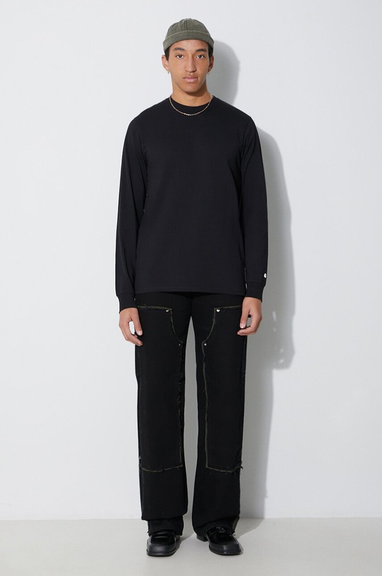 Bavlněné tričko s dlouhým rukávem Carhartt WIP I026265.0D2XX černá AA00
