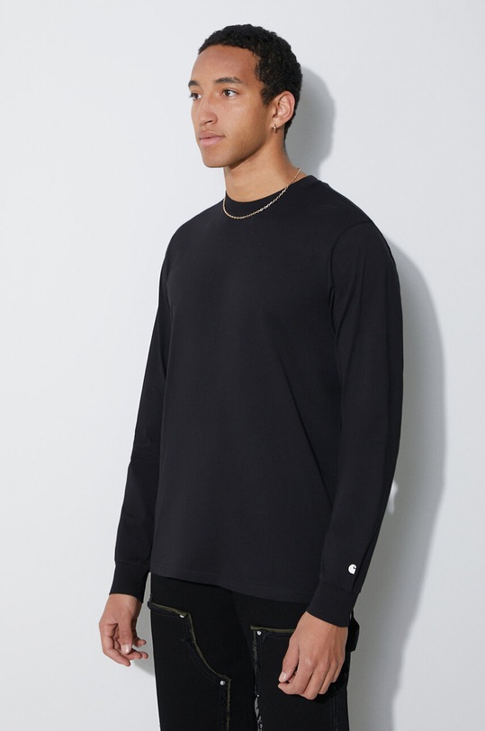 Bavlněné tričko s dlouhým rukávem Carhartt WIP černá I026265.0D2XX