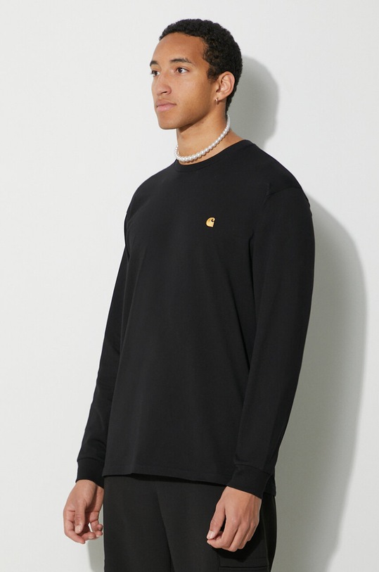 Βαμβακερή μπλούζα με μακριά μανίκια Carhartt WIP μαύρο I026392.00FXX