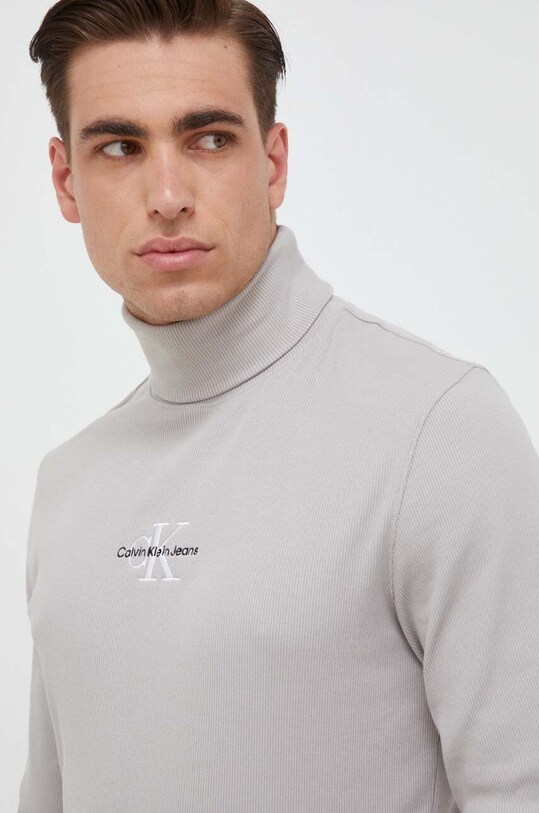 Tričko s dlhým rukávom Calvin Klein Jeans sivá J30J324003