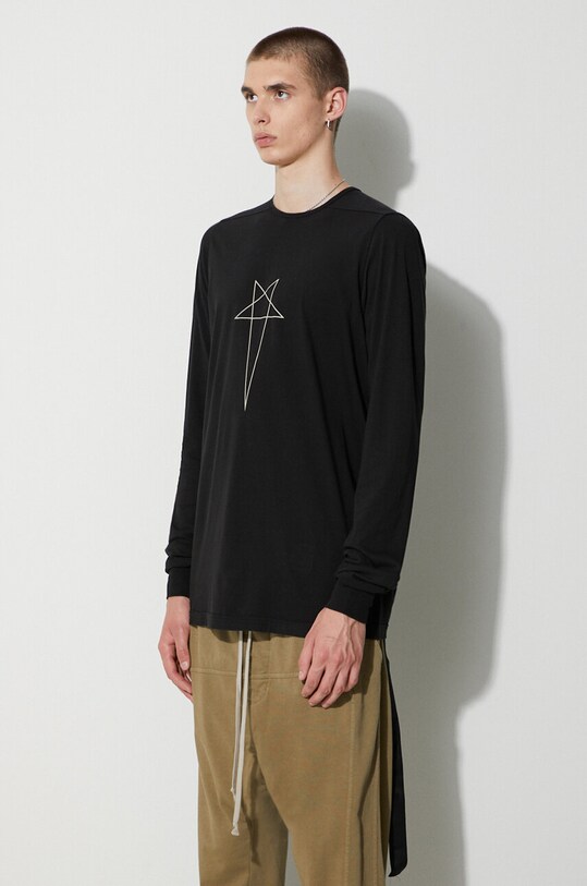 Rick Owens longsleeve bawełniany czarny DU02C5260.RNEP3