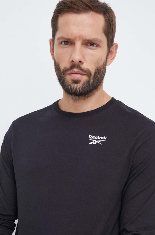 Reebok longsleeve din bumbac negru 100070399