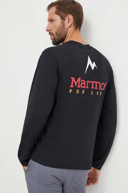 Marmot longsleeve sport Marmot For Life print negru M14671