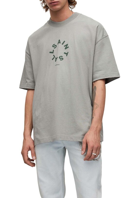 AllSaints longsleeve bawełniany TIERRA CREW MG078Z szary SS24